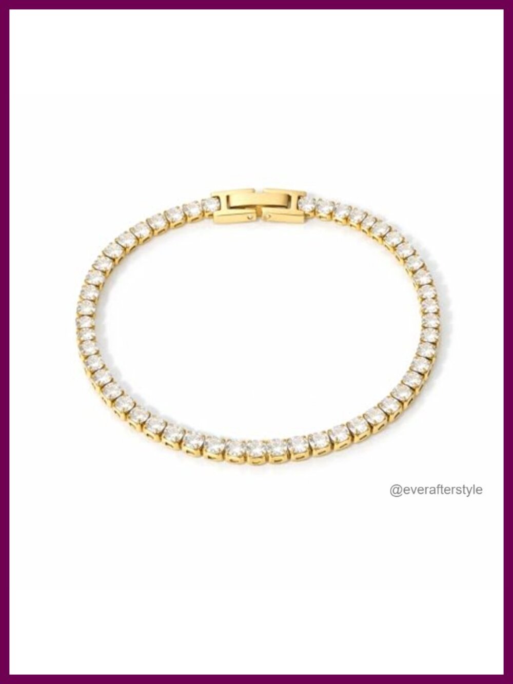 Waterproof Tennis Bracelet 18K Real Gold PVD Plated Cubic Zirconia 4mm